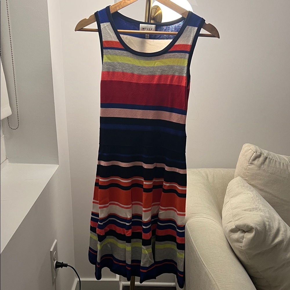 Milly Multicolor Striped Midi Dress